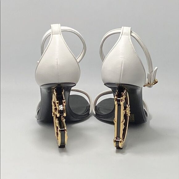 Dolce&Gabbana Game Day DG Leather Baroque-Heel Sandals size 38.5 - Picture 6 of 15